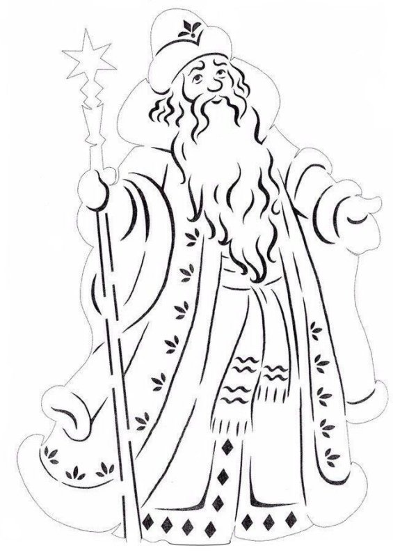 Трафарет Деда Мороза на окно