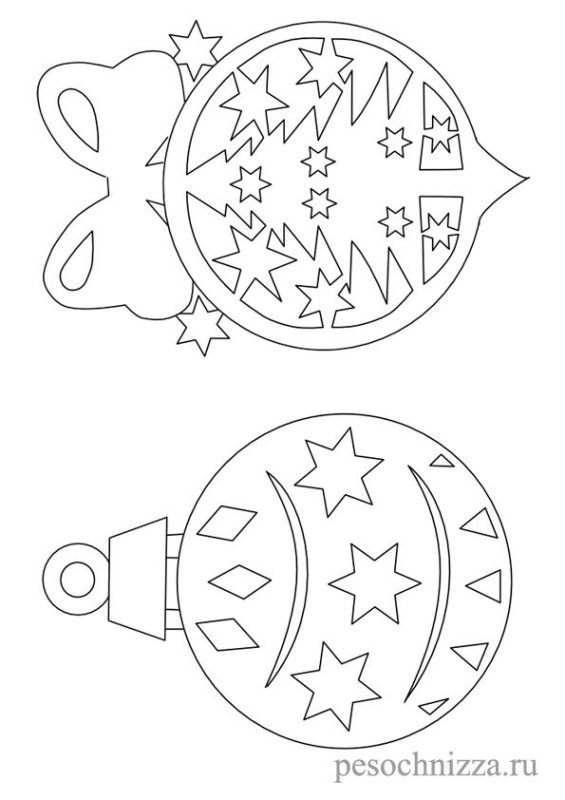 Трафареты на окна новый год игрушки