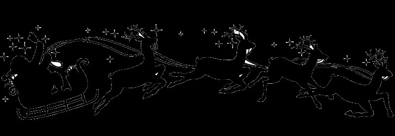 Санта с оленями трафарет