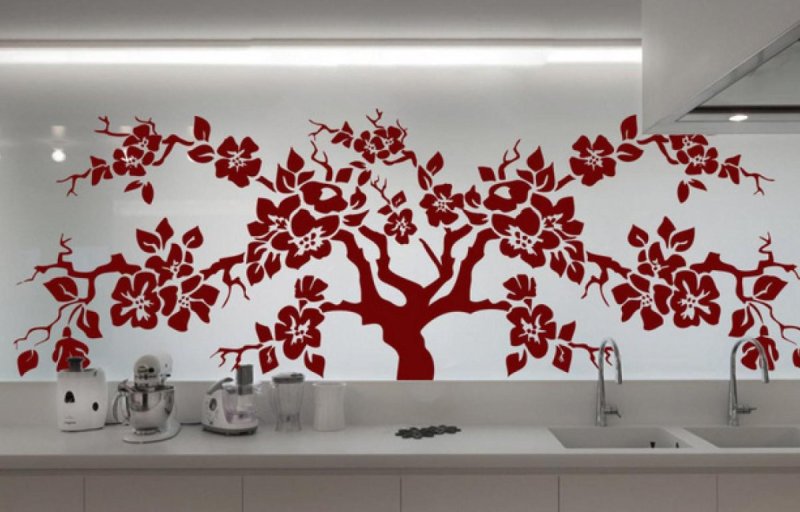Рисунок на стене на кухне