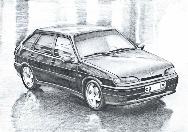 ВАЗ 2114 карандашом