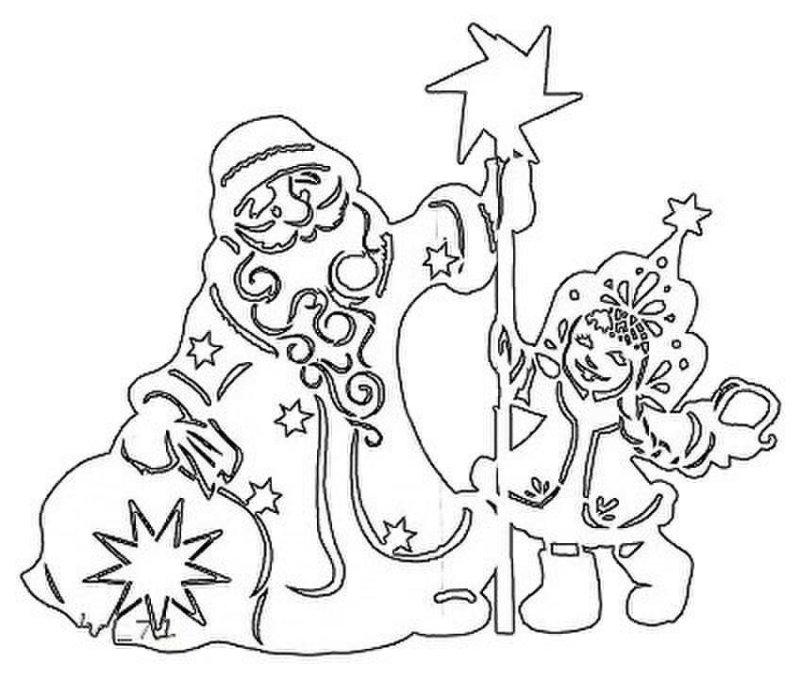 Трафареты на окно дед Мороз снегурка