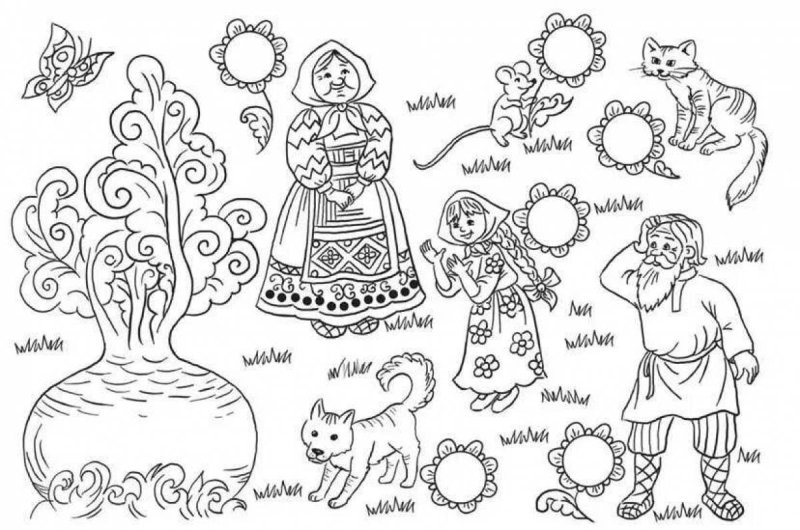 Персонажи сказок раскраска для театра