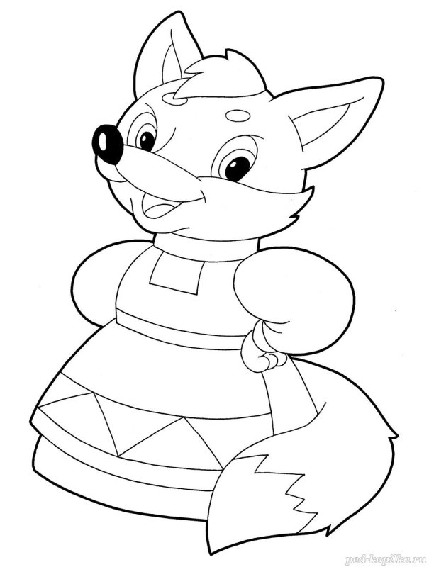 Раскраска Лисичка из сказки Теремок