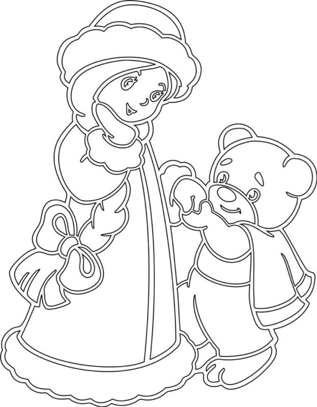 Трафареты снегурочек на новый год