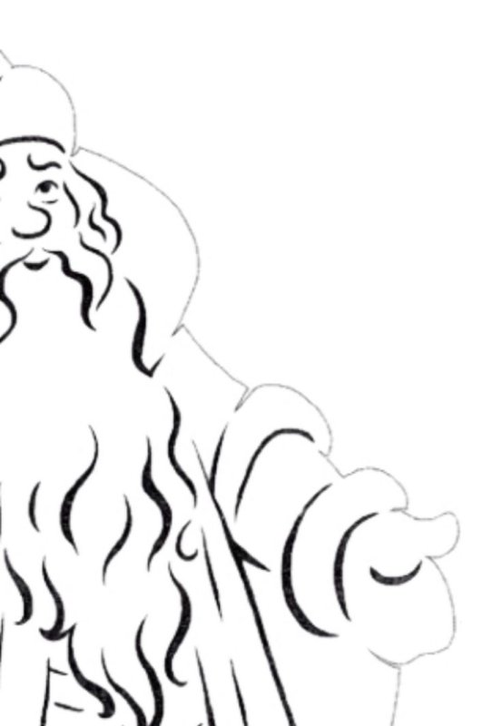 Трафарет Деда Мороза на окно