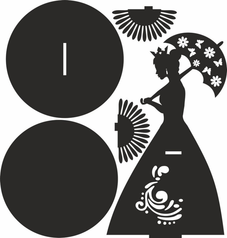 Дама с веером силуэт