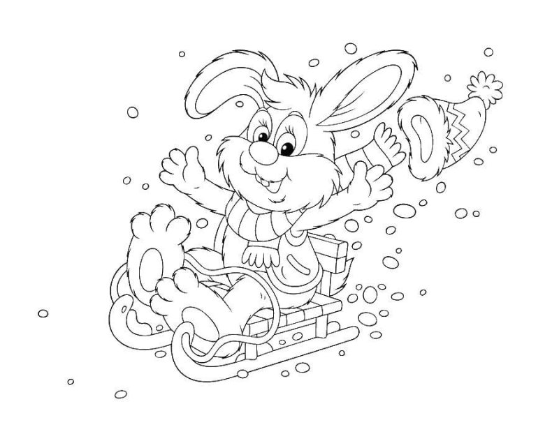 Новогодний Зайка раскраска