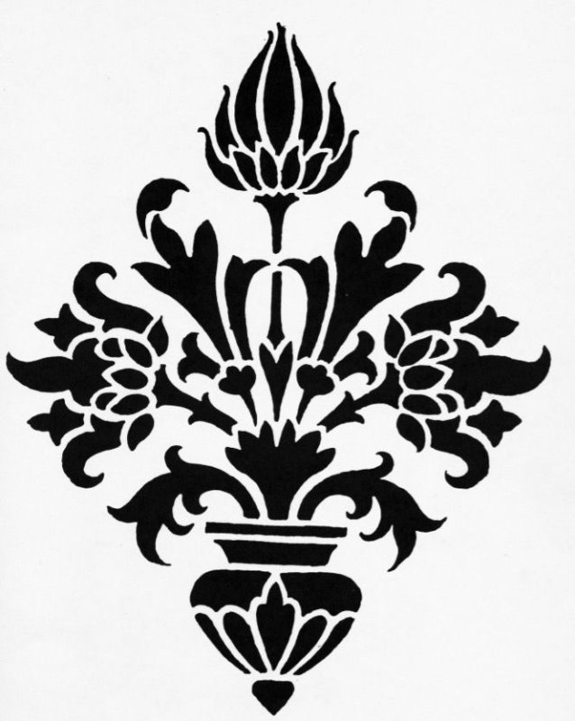 Симметричный трафарет для стен Дамасский