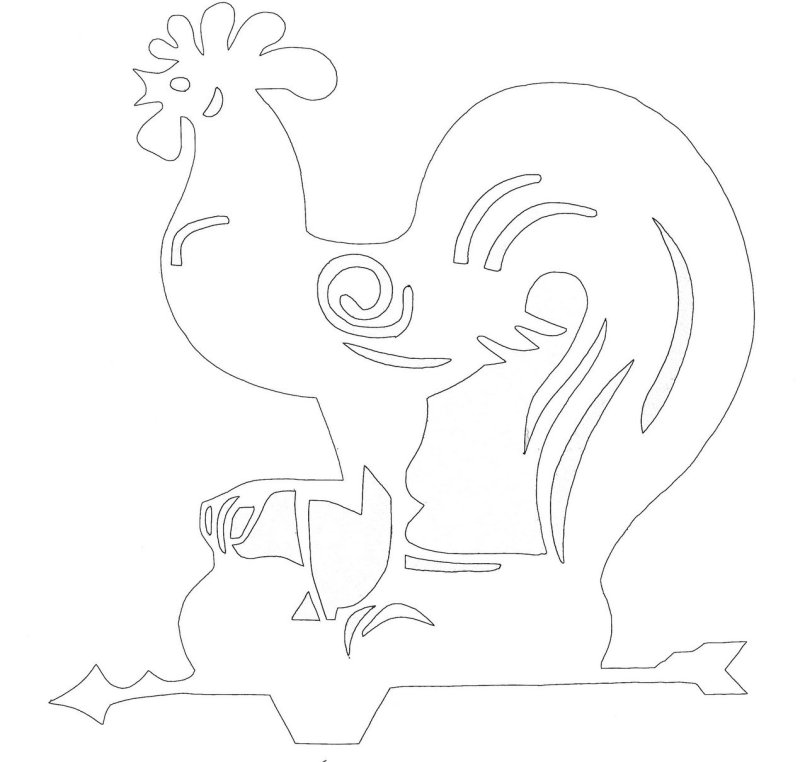 Петушок вытынанка на окна