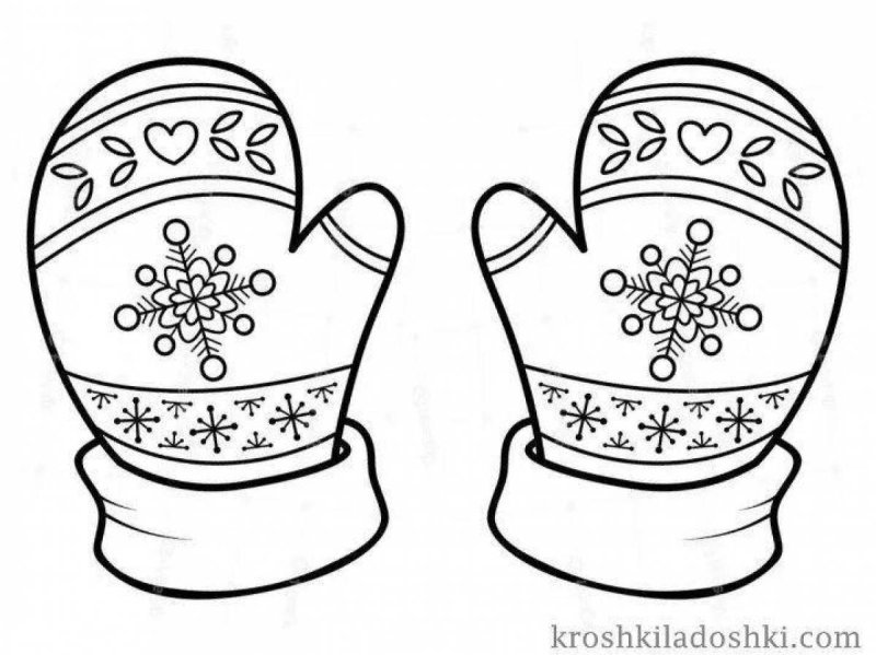 Варежка с орнаментом раскраска