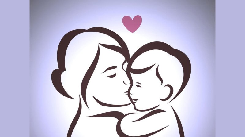 Силуэт мамы и ребенка ко Дню матери