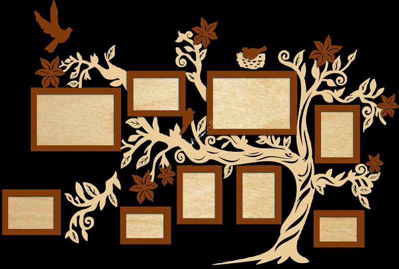 Дерево на стену с фоторамками