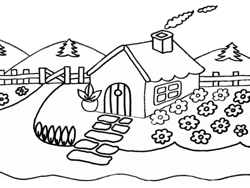 Раскраска. Домики