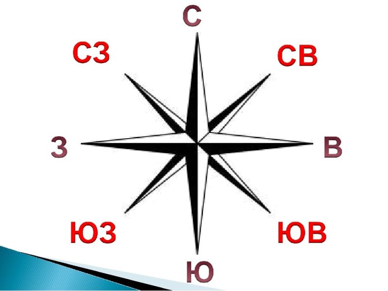 Стороны света Север Юг Запад Восток расположение