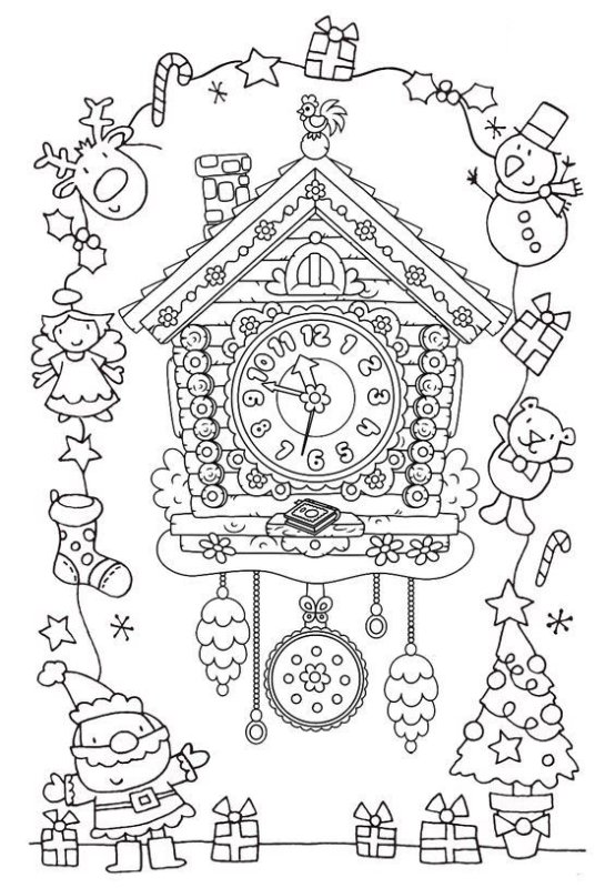 Часы-раскраска. Новогодние