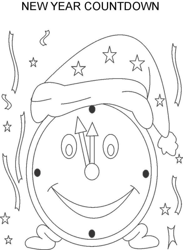Новогодние часы раскраска для детей