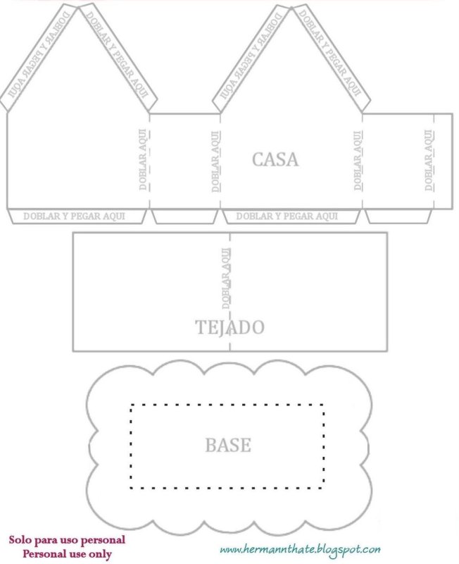 Выкройка домика из бумаги