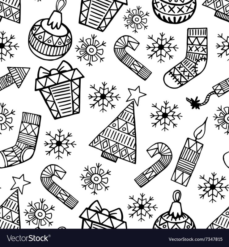 Новогодняя упаковочная бумага чб