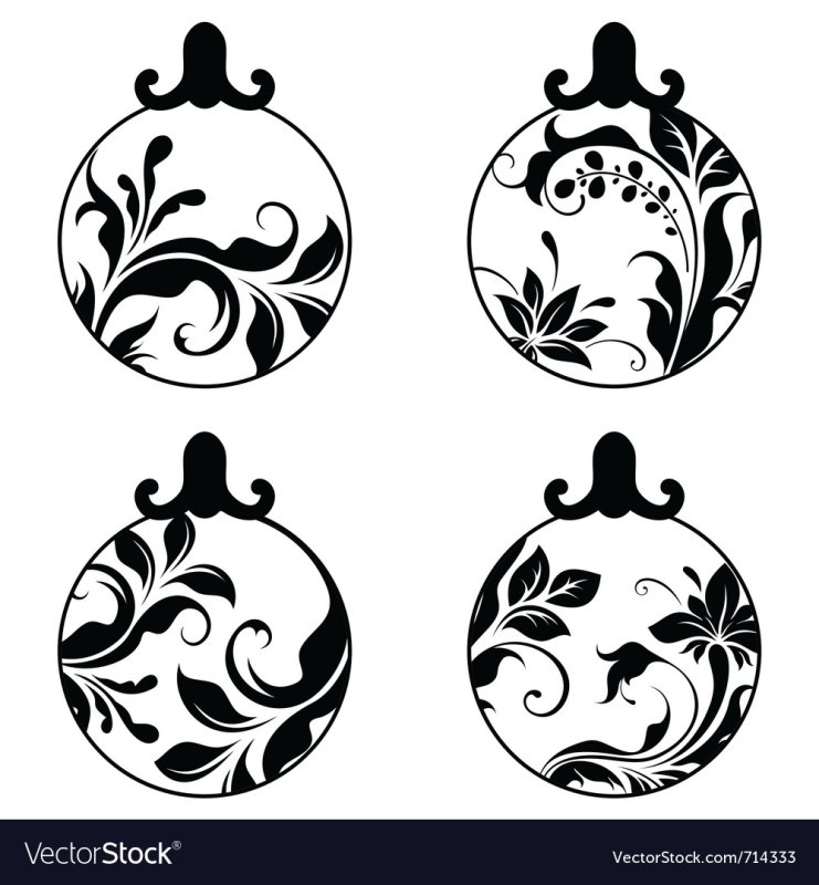 Елочные шары векторные для трафарета