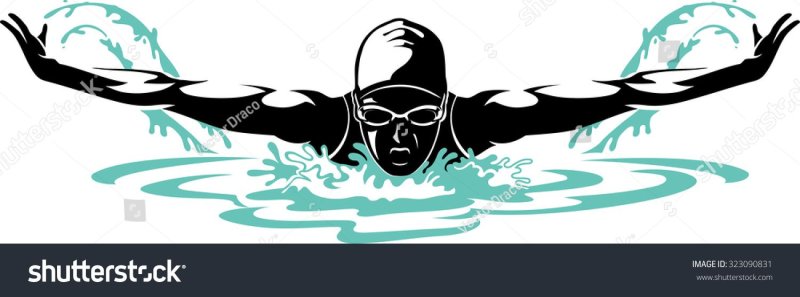 Пловец Баттерфляй силуэт вектор