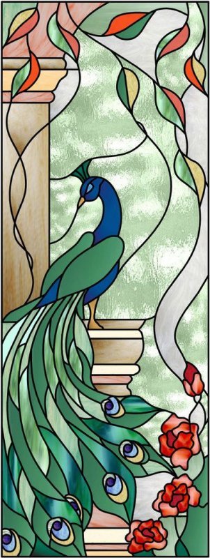 Витраж «Павлины и голуби» Жака Грюбера,