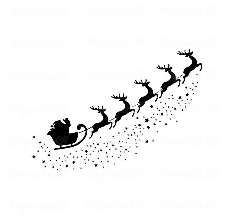 Санта Клаус на санях трафарет