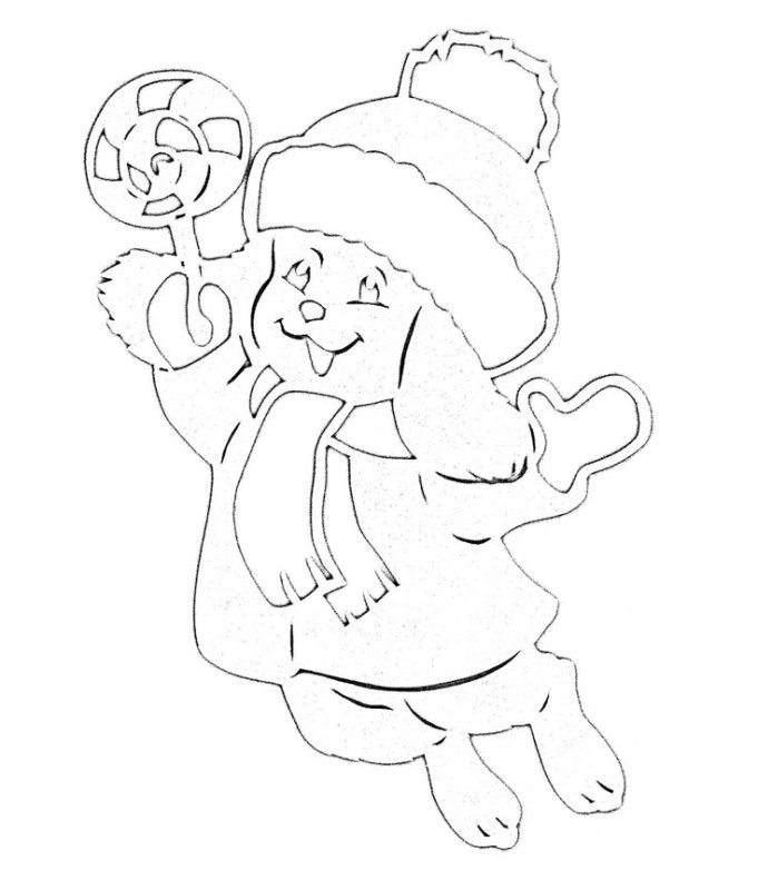 Заяц трафарет для вырезания на окна