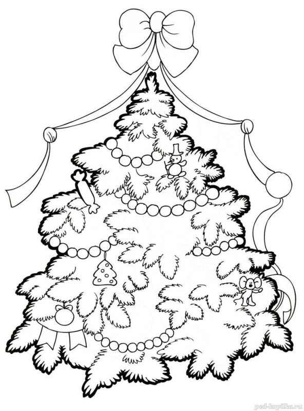 Елочка раскраска для детей