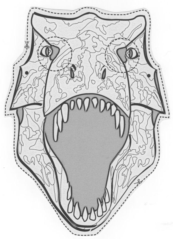 Трафареты масок динозавров