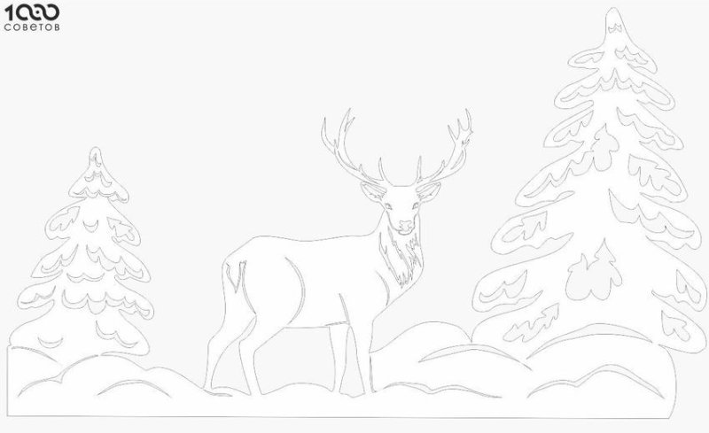 Вытынанки олени на окна