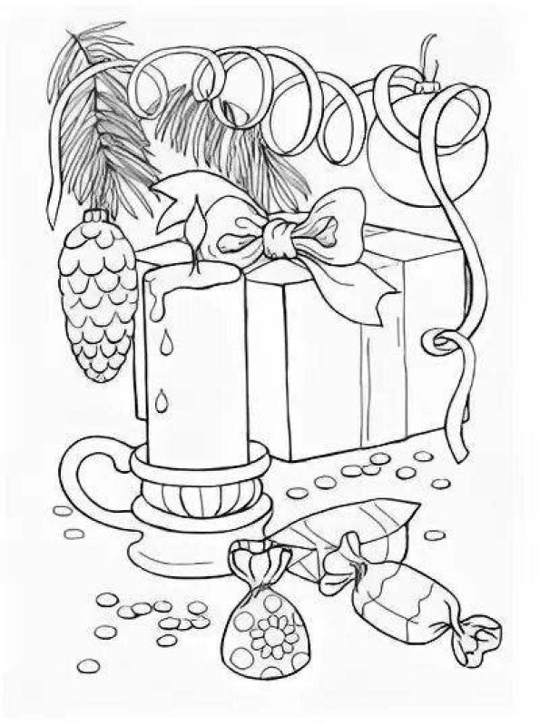 Новогодний натюрморт раскраска