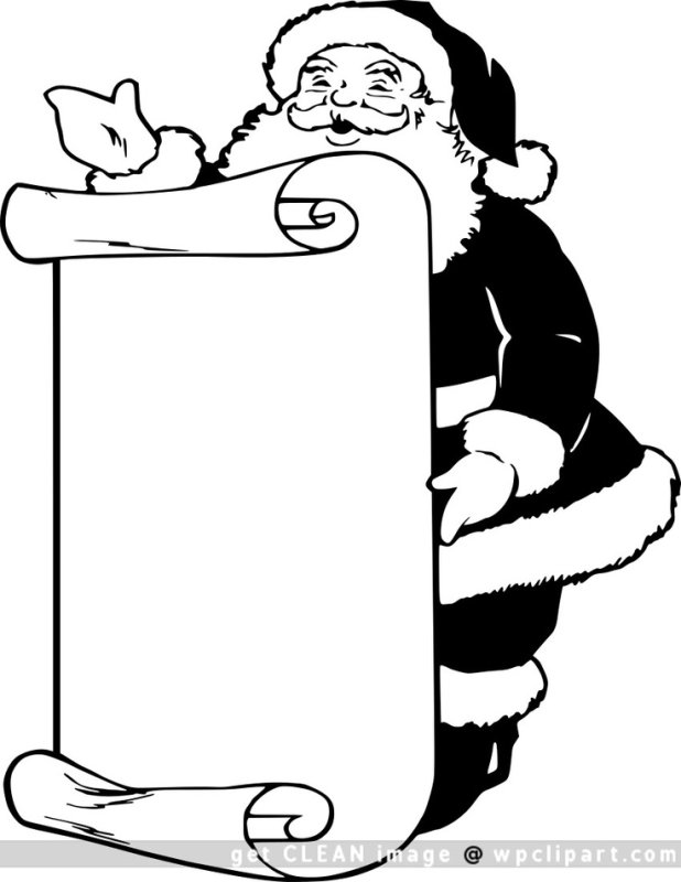 Дед Мороз черно белый