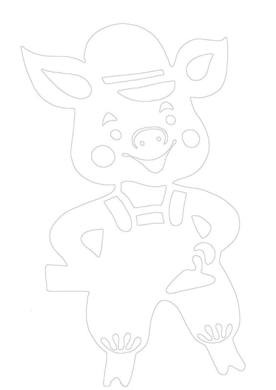 Трафарет свинки на окно