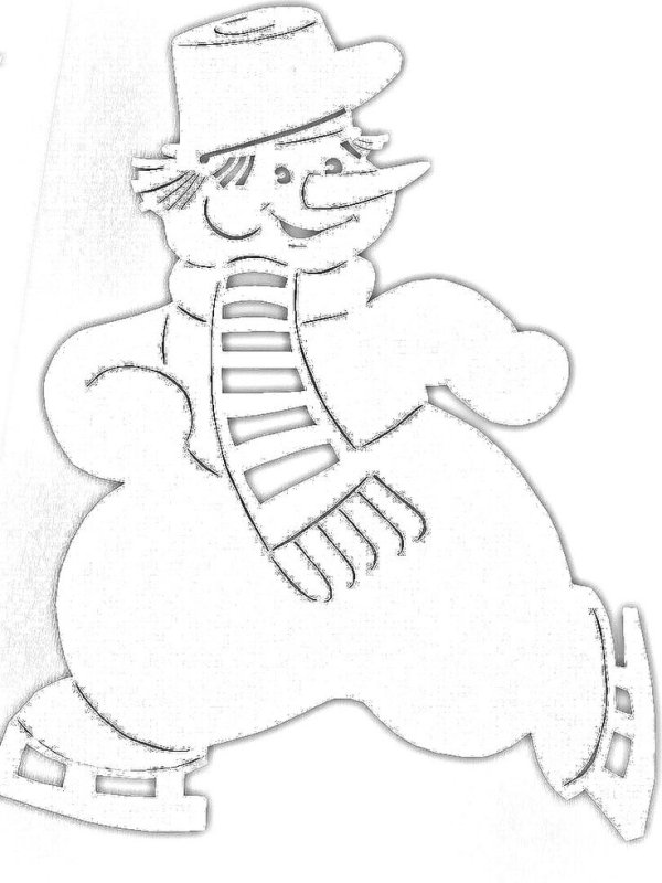 Вытынанки на окна Снеговик почтовик