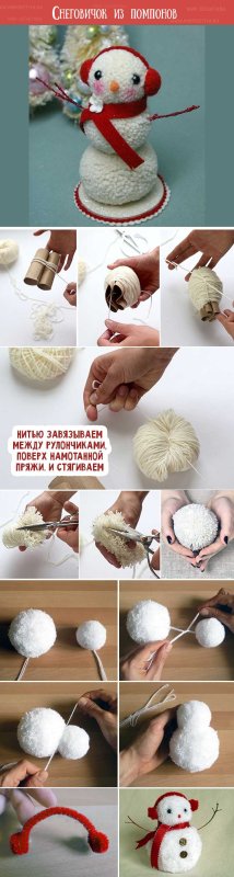 Мастер класс Снеговик из помпонов