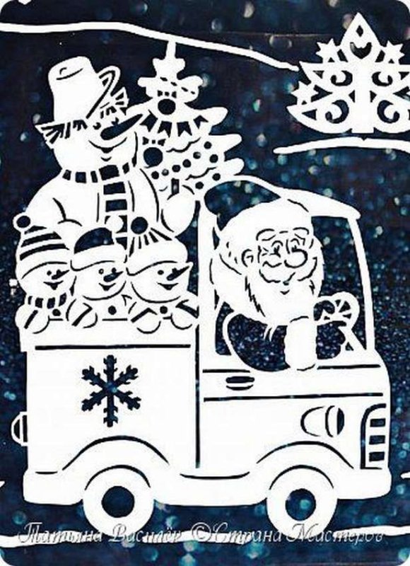 Новогодние вырезалки на окна машинки