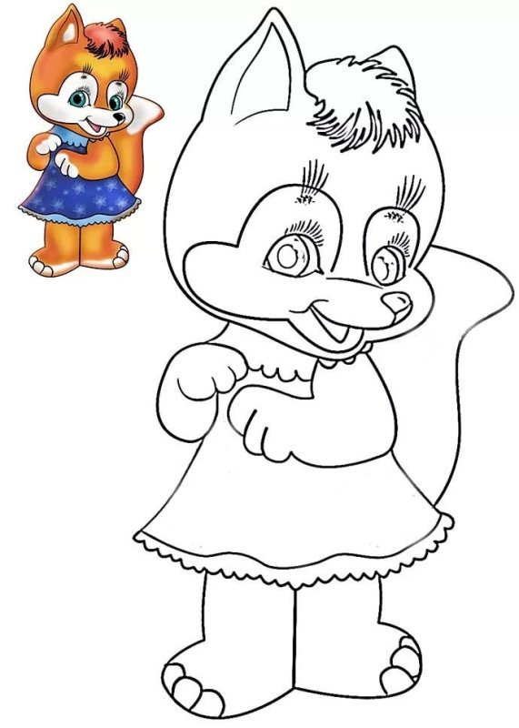 Лиса раскраска для детей