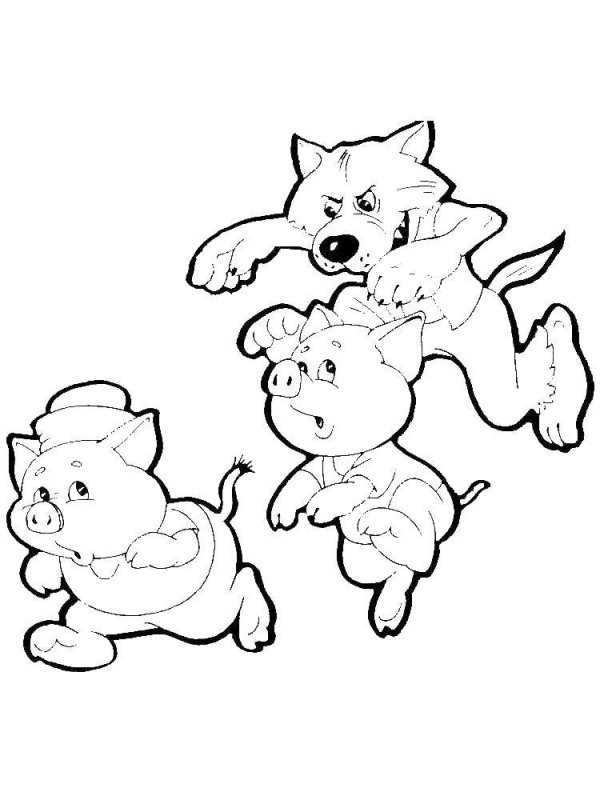 Три поросенка раскраска