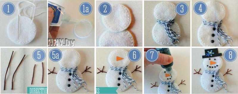 Снеговик из ватных дисков своими руками