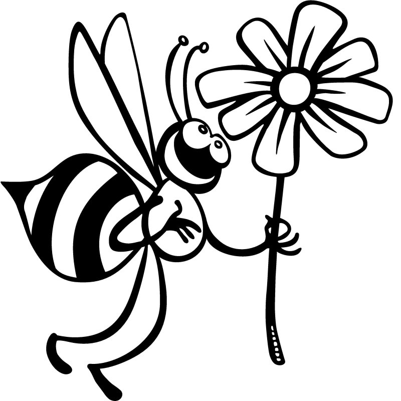 Трафарет пчела на цветке