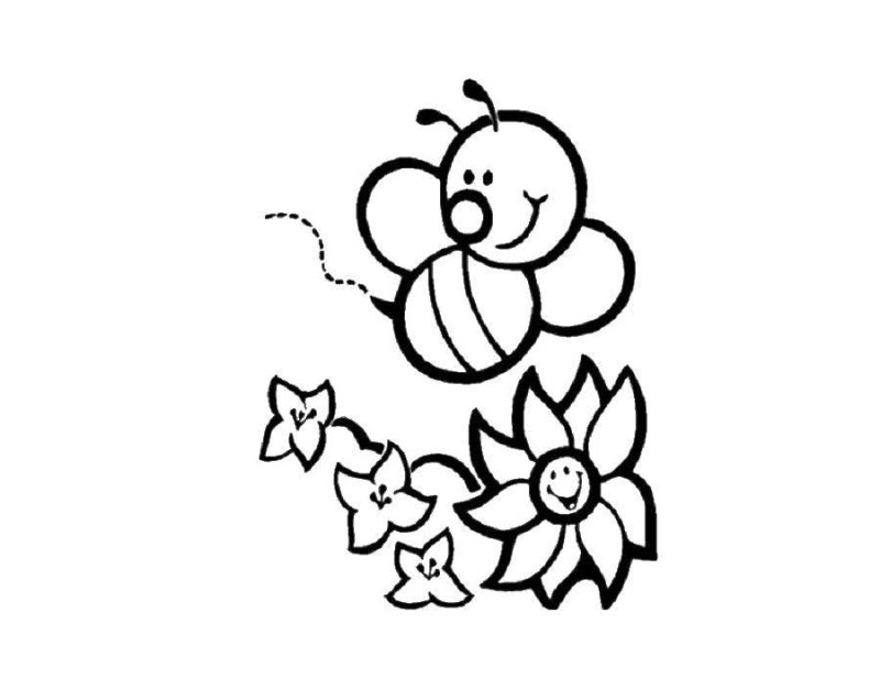 Пчелка раскраска для малышей