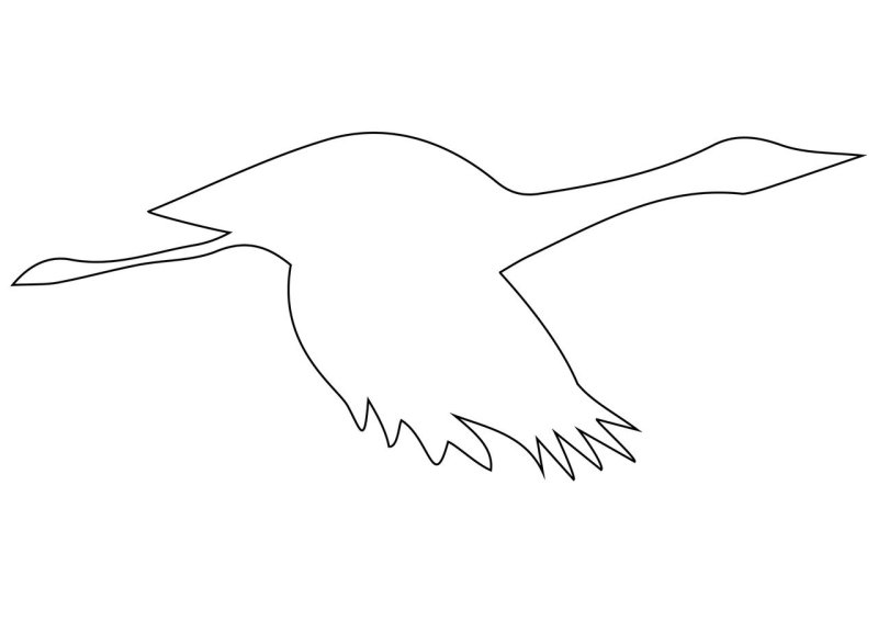 Трафарет журавля в полете для вырезания