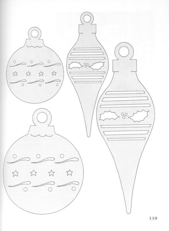 Трафарет елочных игрушек для выпиливания лобзиком