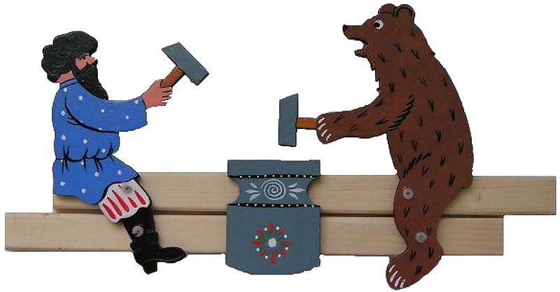 Богородская игрушка медведи кузнецы