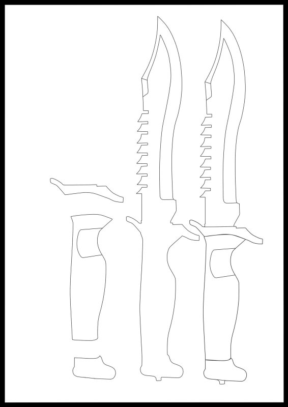 Нож Боуи из дерева чертёж