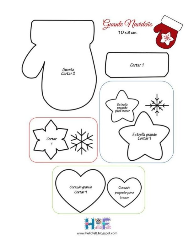 Новогодняя варежка выкройка