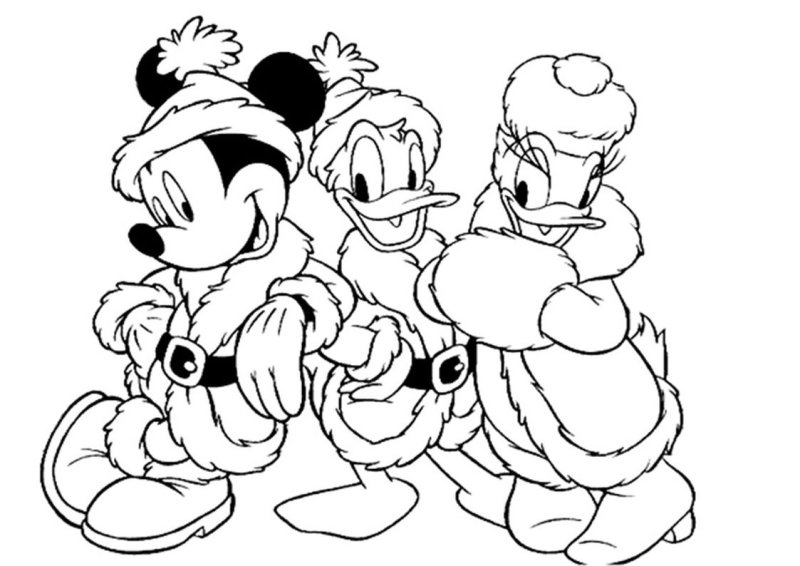 Микки Маус новый год раскраска