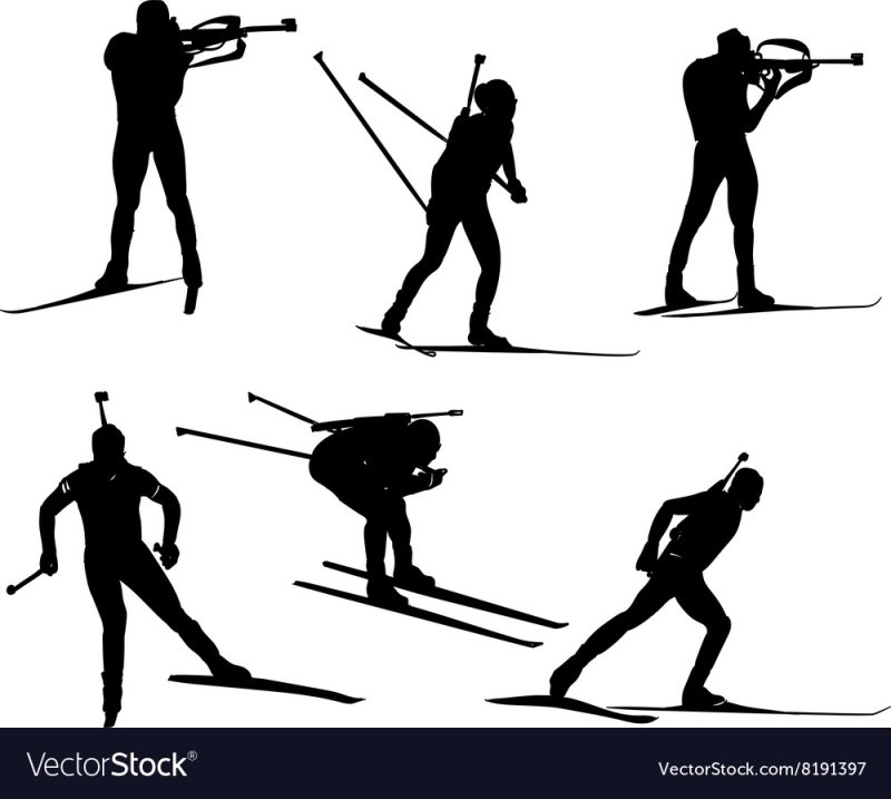 Силуэт лыжник биатлонист