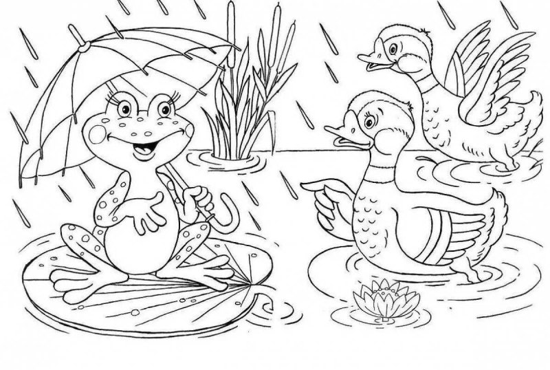 Раскраска из сказки лягушка путешественница
